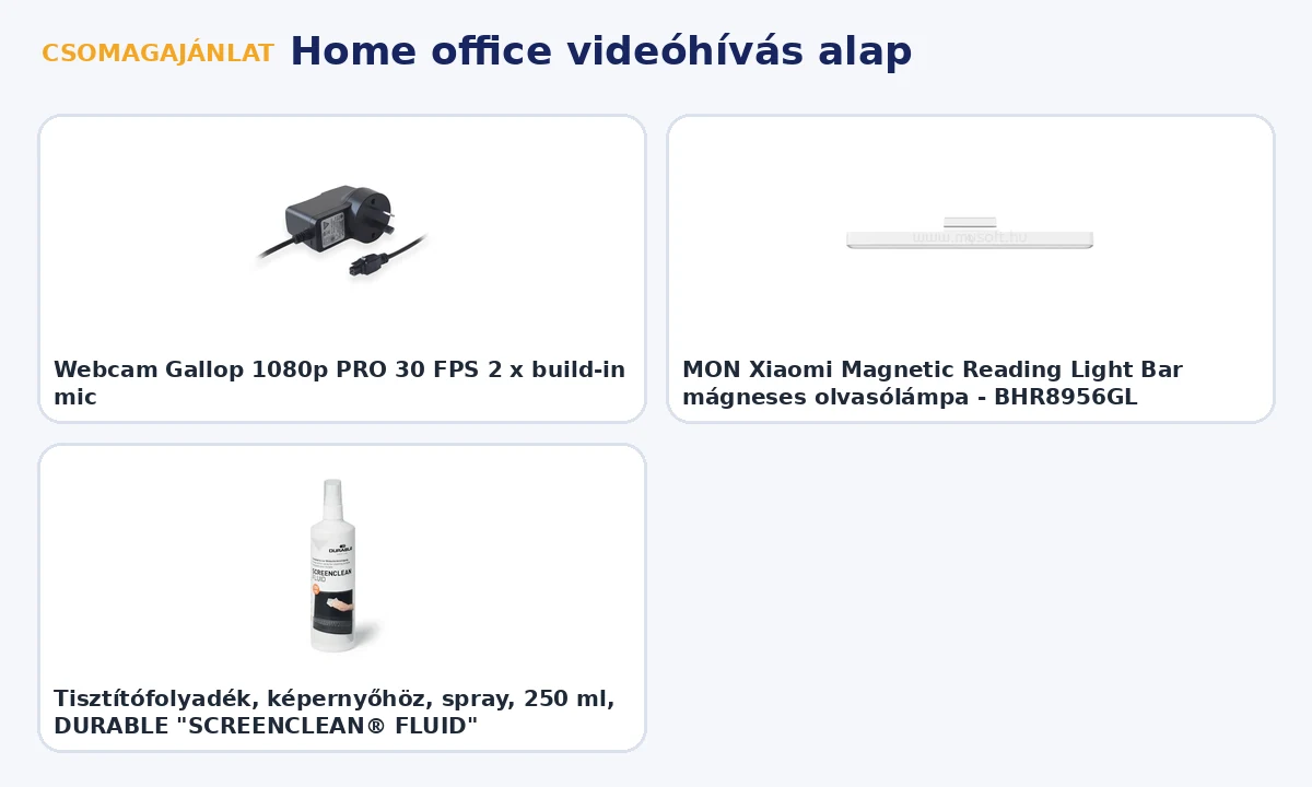 Home office videóhívás alap csomag termékei
